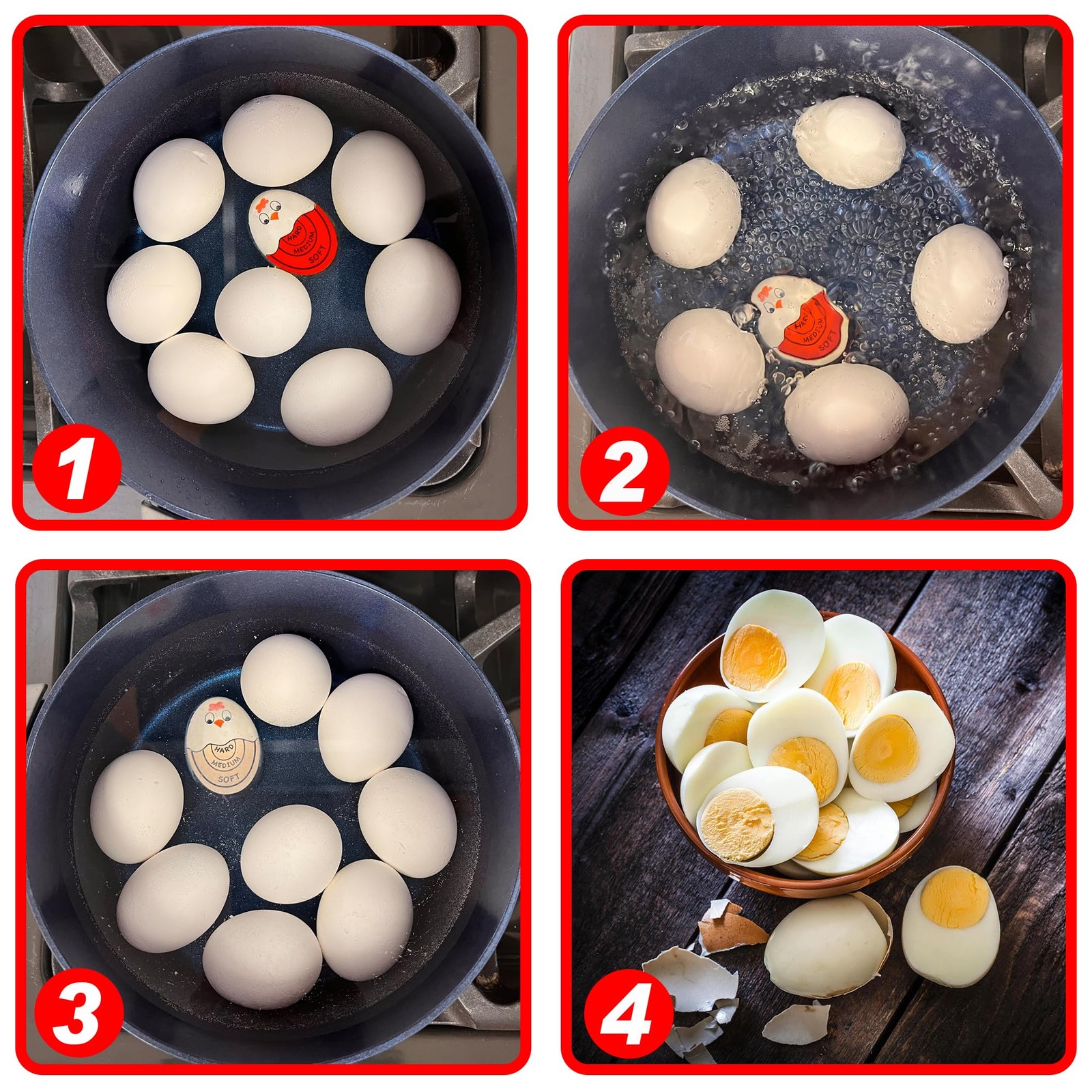 Eggssentials Pack of 2 Red Egg Timer That Goes in Water – Egg Timer for Hard ...