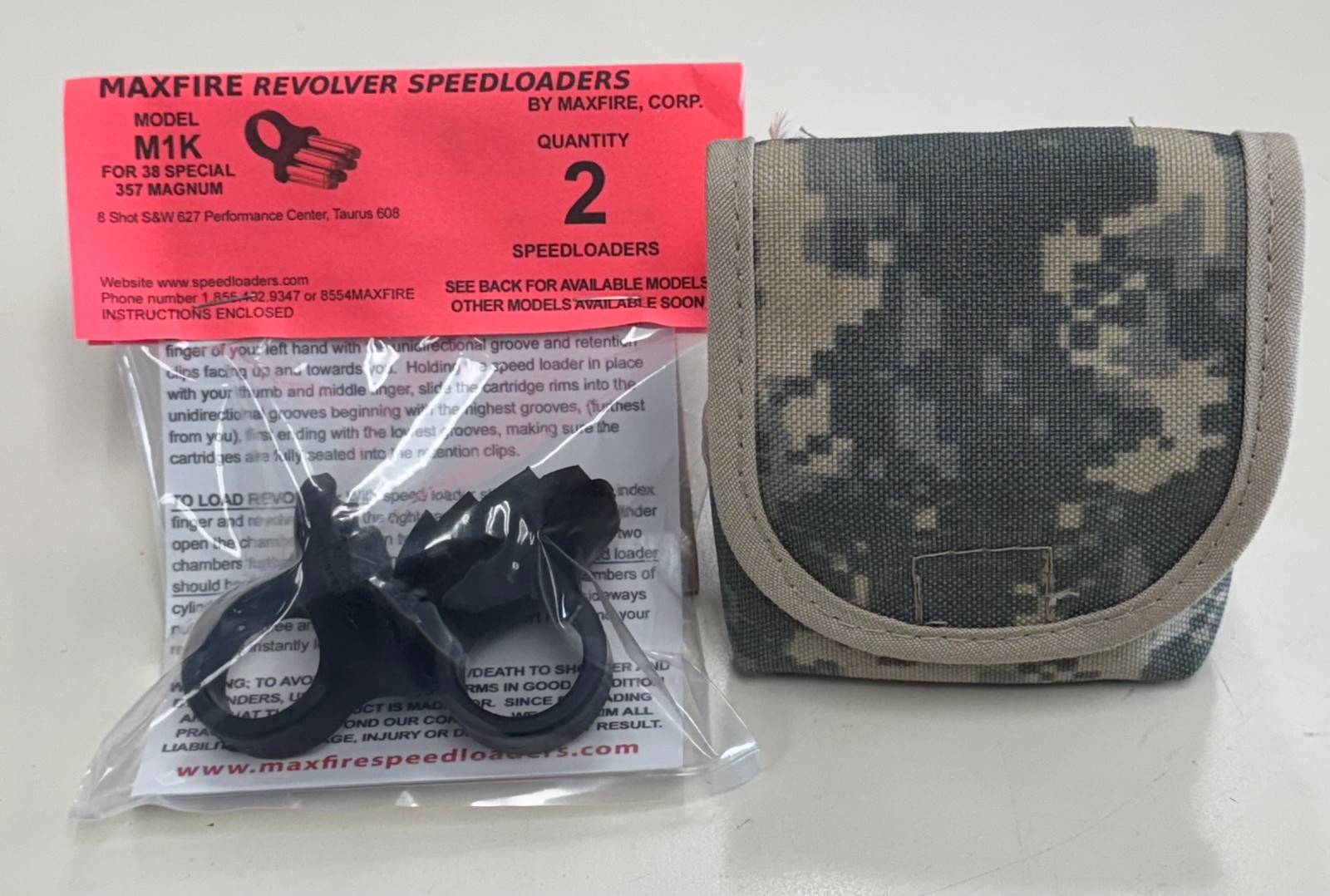 (2 PACK) MaxFire #1 Speedloaders [8-shot .357/.38] w/Pouch - Select Taurus & S&W