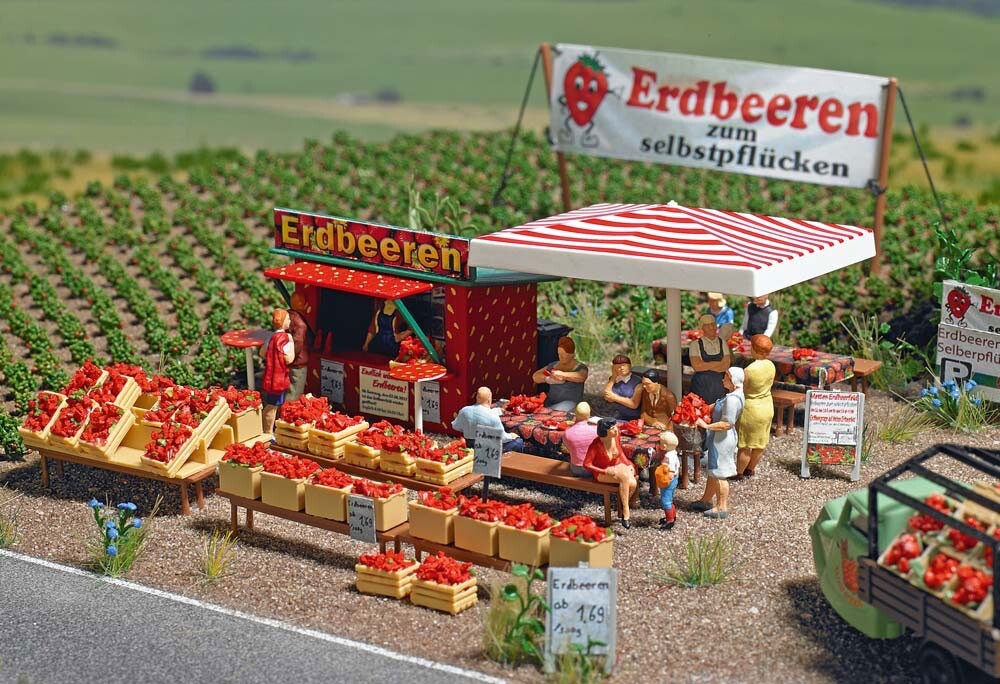 HO Scale Accessories - 1073 - Strawberry Market Stall - kit