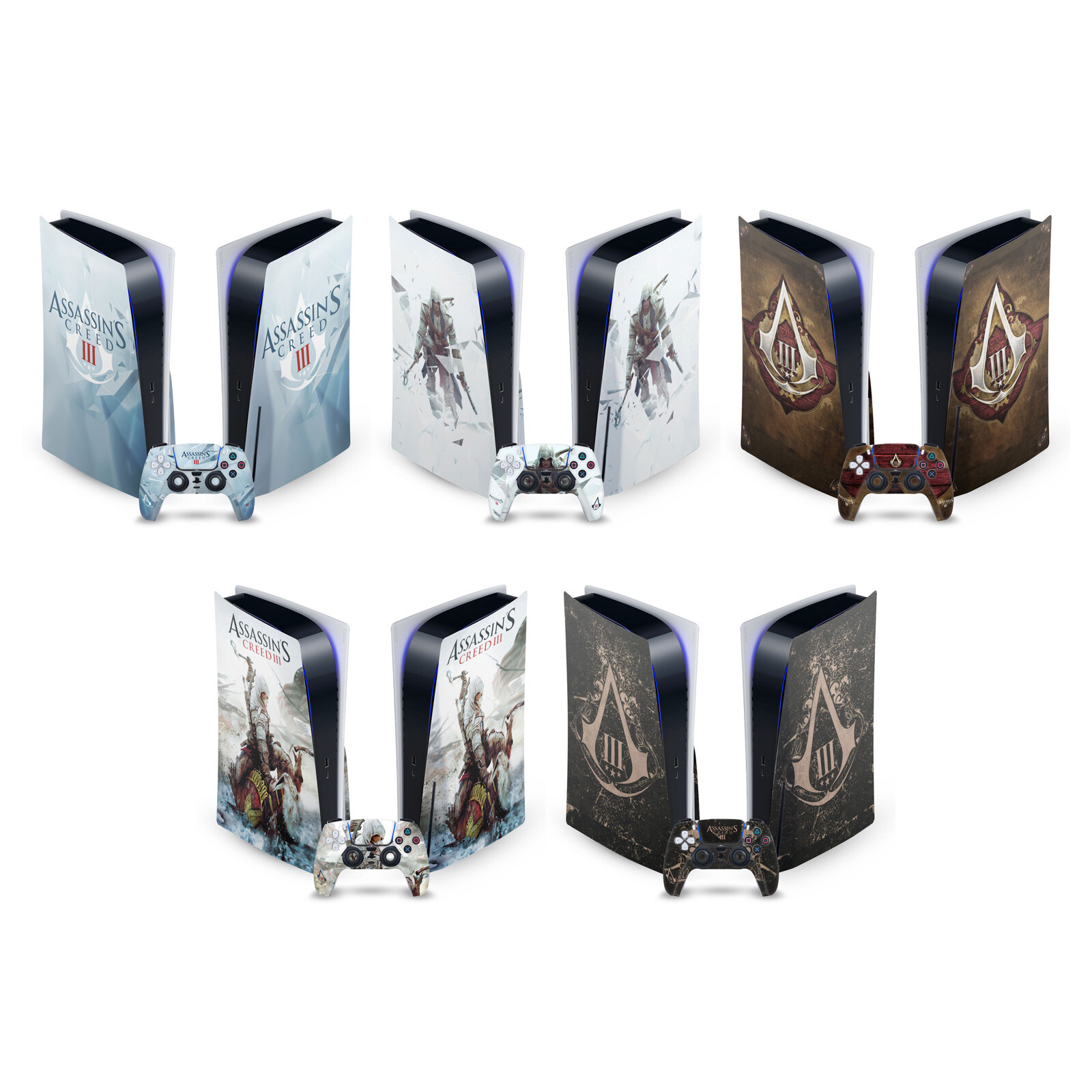 ASSASSIN'S CREED III GRAPHICS VINYL SKIN DECAL FOR SONY PS5 DISC EDITION BUNDLE