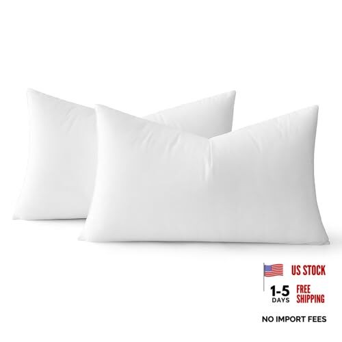 12x20 Pillow Inserts Set of 2, Rectangle Polyester 12x20 Inch (Pack of 2)