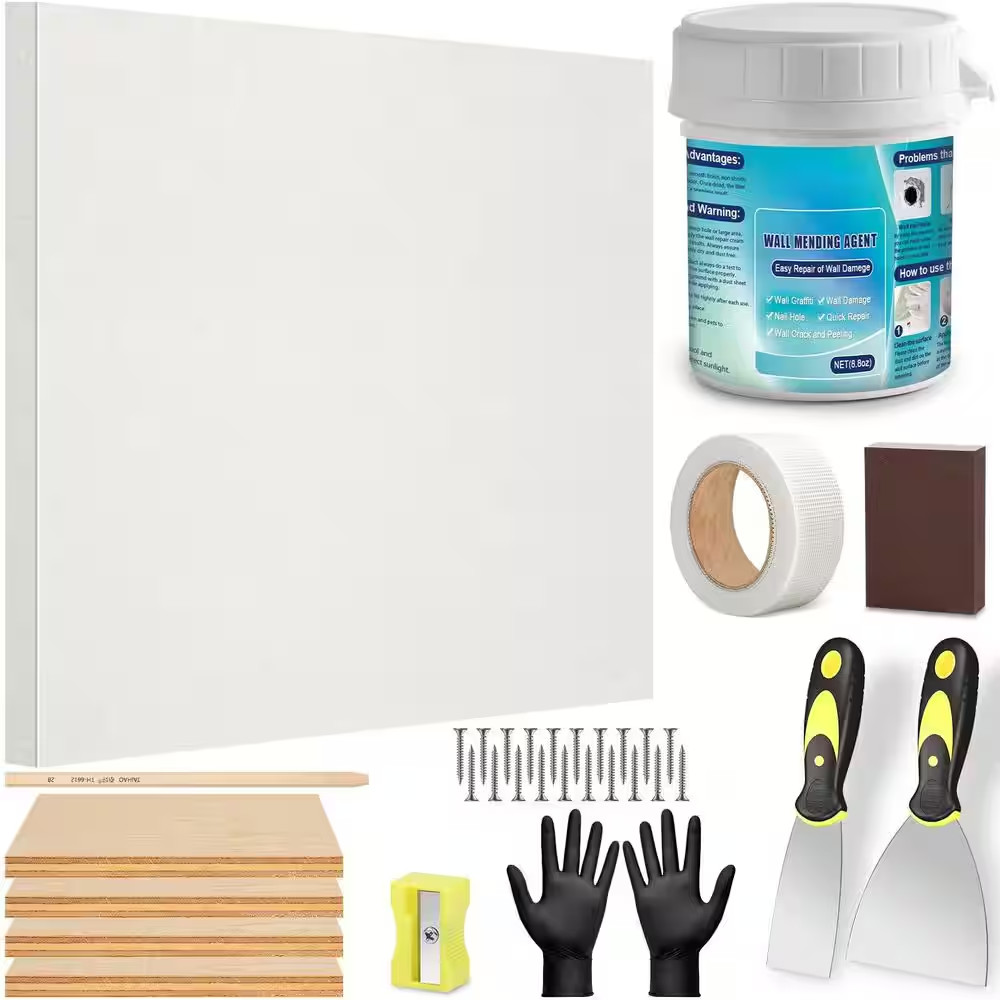 33-Piece Drywall Repair Kit with 12 In. X 12 In. Drywall Repair Panel, Spackle,