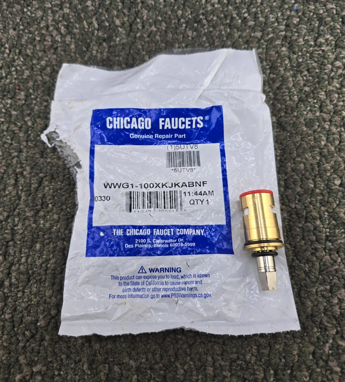 (QTY 2) Chicago Faucets WWG1-100XKJKABNF LH 1/4"Turn Operating Ceramic Cartridge