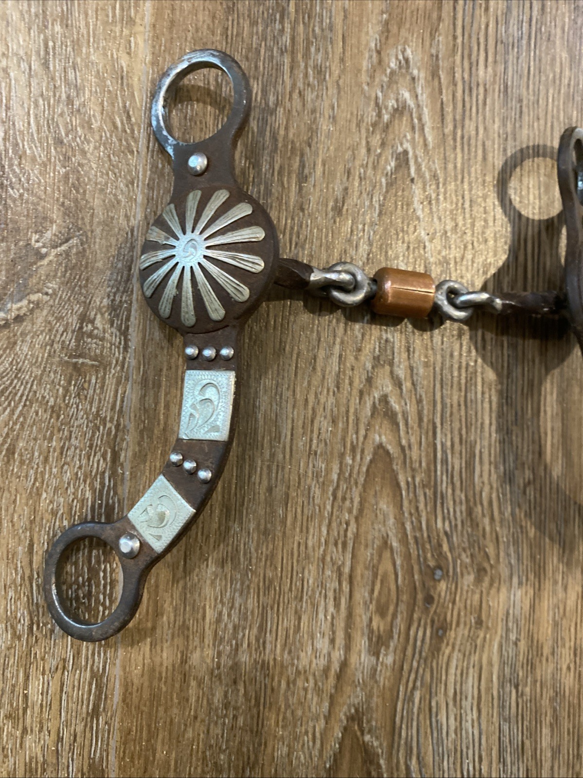 Dog Bone Copper Roller Short Shank Antiqued Western Horse Bit