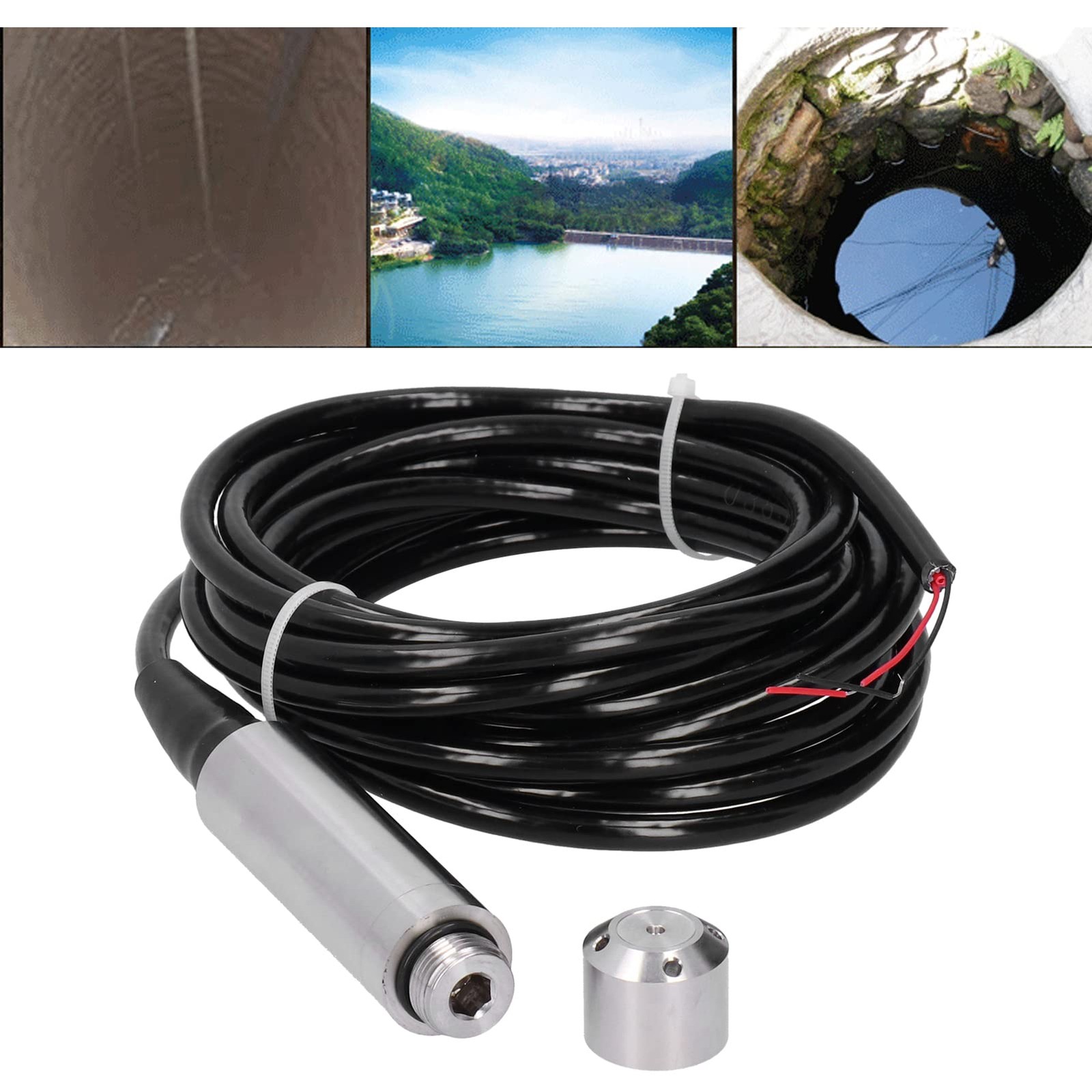 0-3m Liquid Level Transmitter, YB2JF 12-32VDC 4-20mA Sensor Throw in...