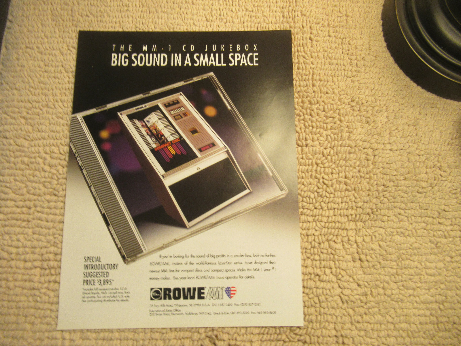 original ROWE JUKEBOX phonograph  mm-1 cd  FLYER