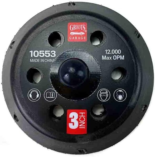 58031 Griot’s 3" Hook & Loop Backing Plate – Urethane, Made in USA