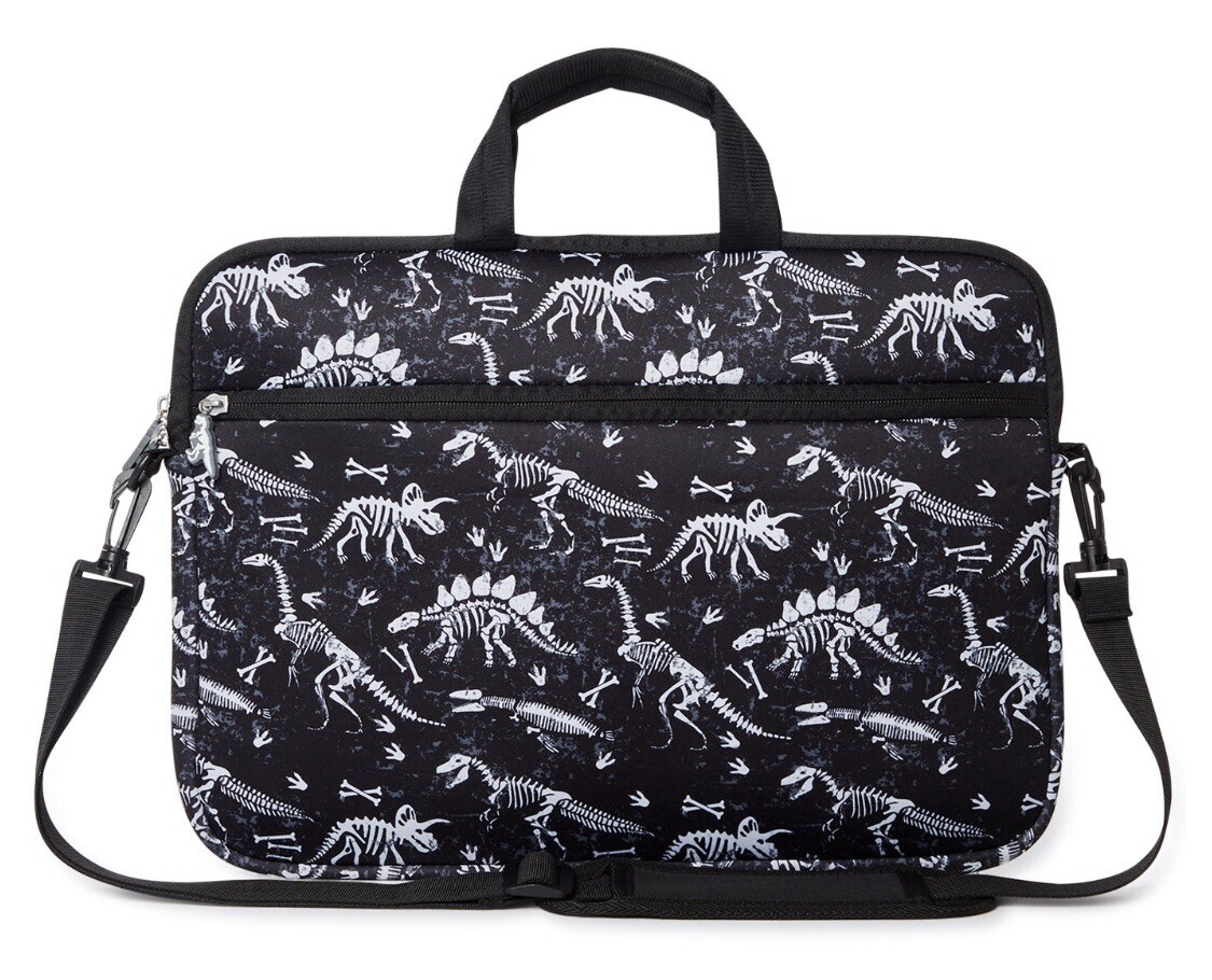 LAPTOP Computer case DiNoSaUr SkELEtOn Black & White Neoprene, Wipe Clean