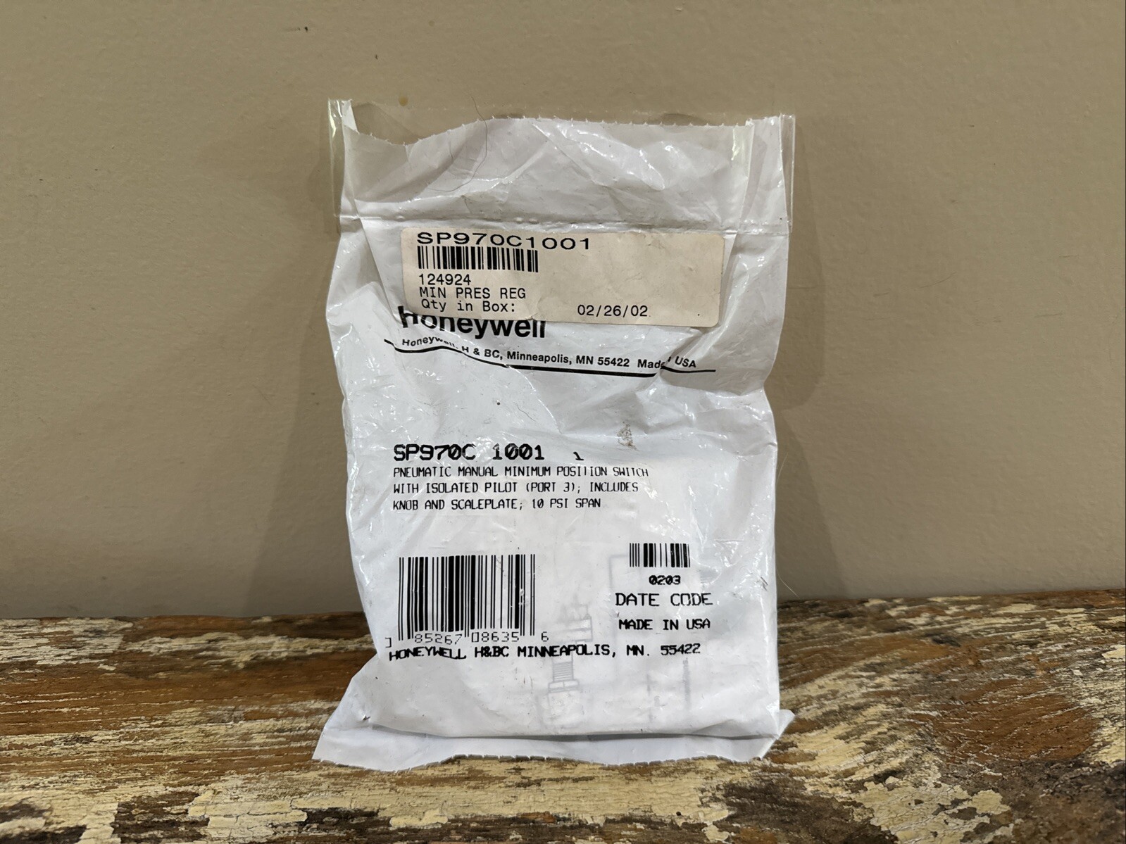 Honeywell SP970C 1001 Pneumatic Minimum Position Switch *New Old Stock*