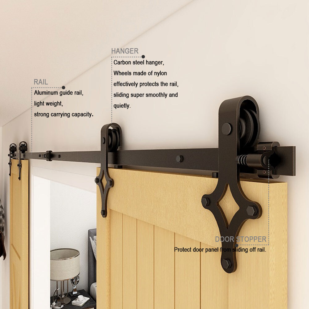 5-20FT Sliding Barn Door Hardware Roller Track Kit for Single Double Door