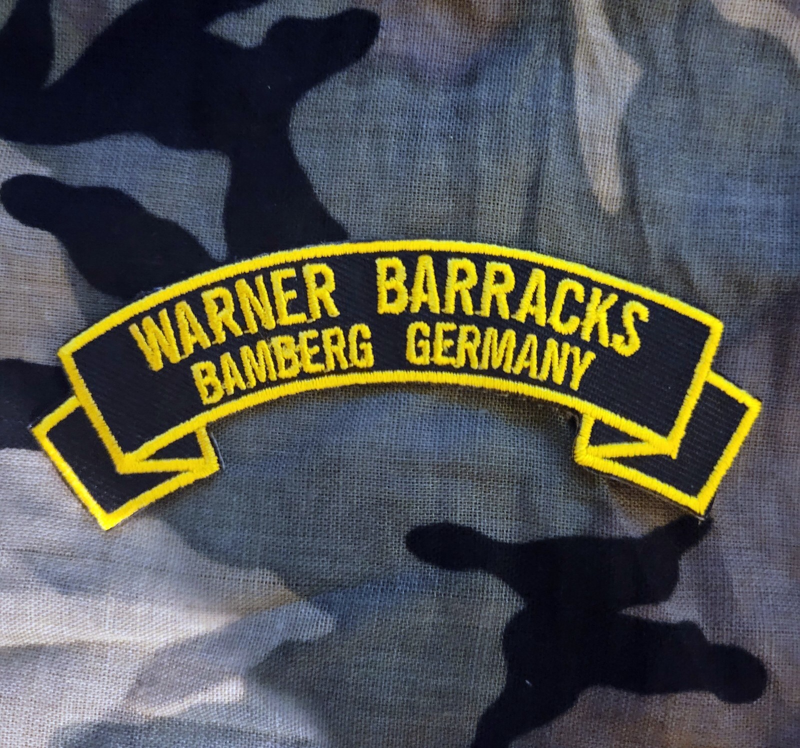 Warner Barracks, Bamberg Germany  4" embroidered scroll tab patch
