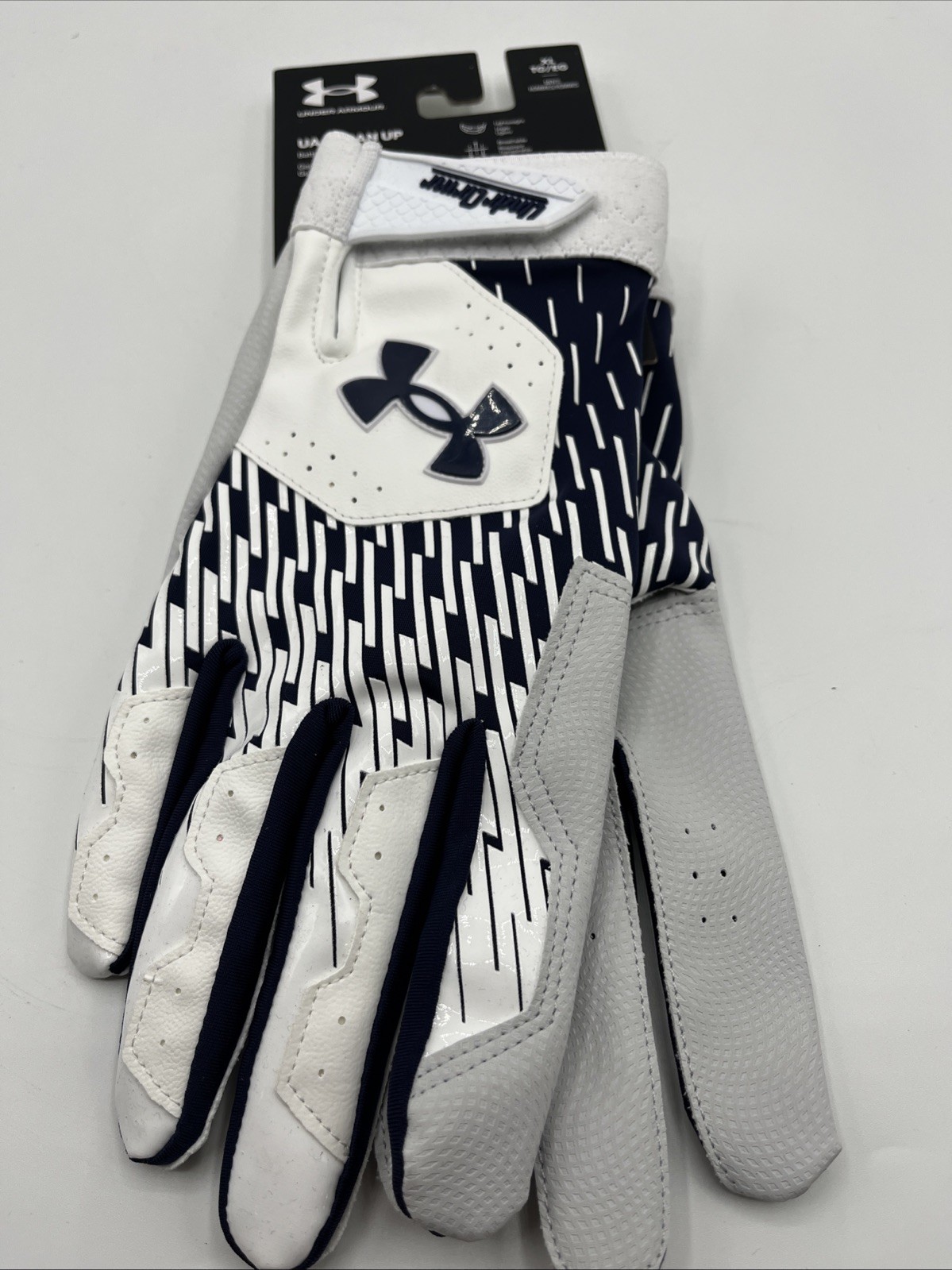 UA UNDER ARMOUR Men's X-Large XL Heatgear BATTING Glove WHITE/NAVY  NWT NEW