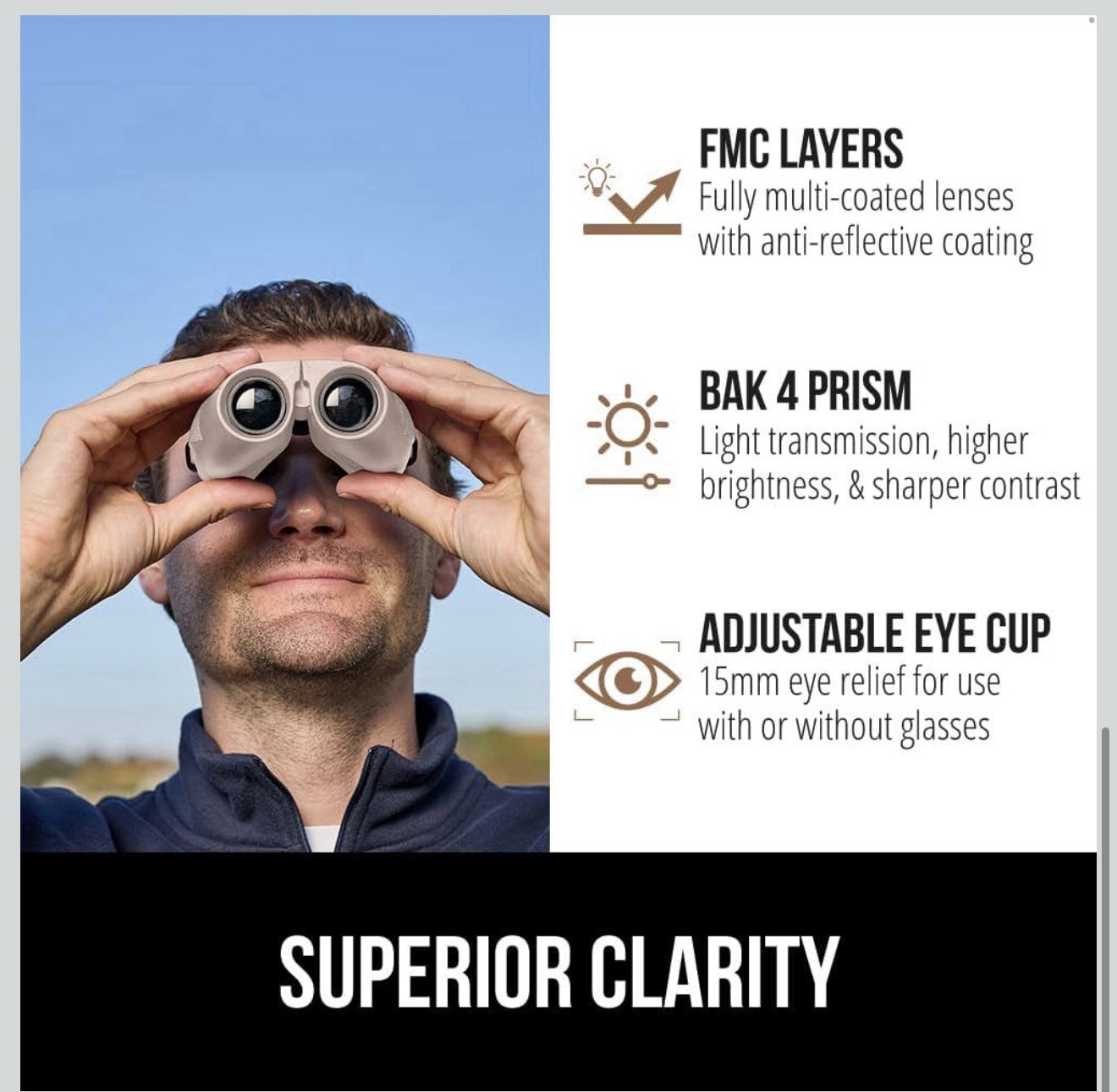 Gorilla Grip 10×25 Compact Binoculars – Shock-Resistant Tan 🦍