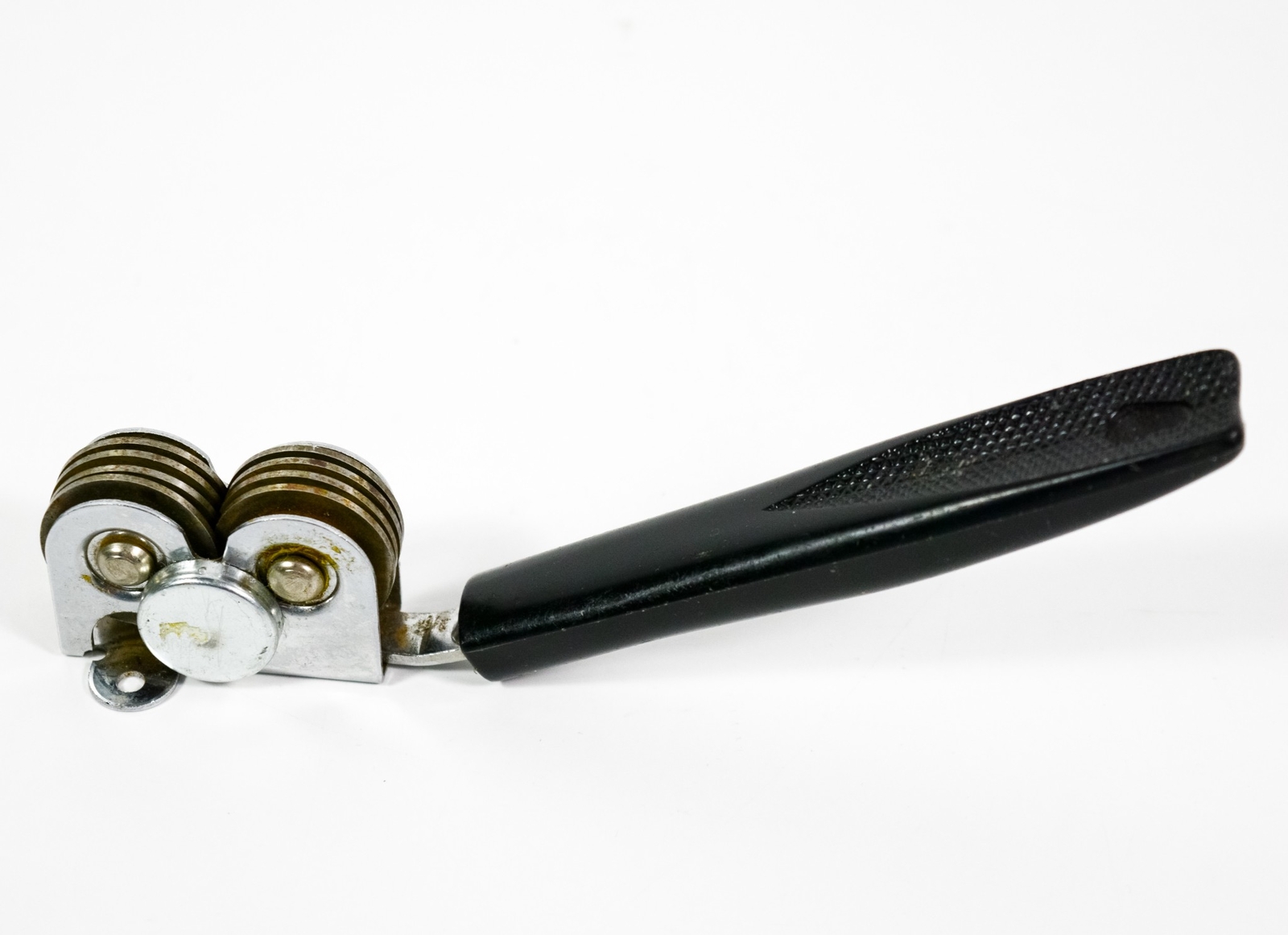 Vtg Pull Through Kitchen Knife Sharpener Mountable Black Plastic Handle