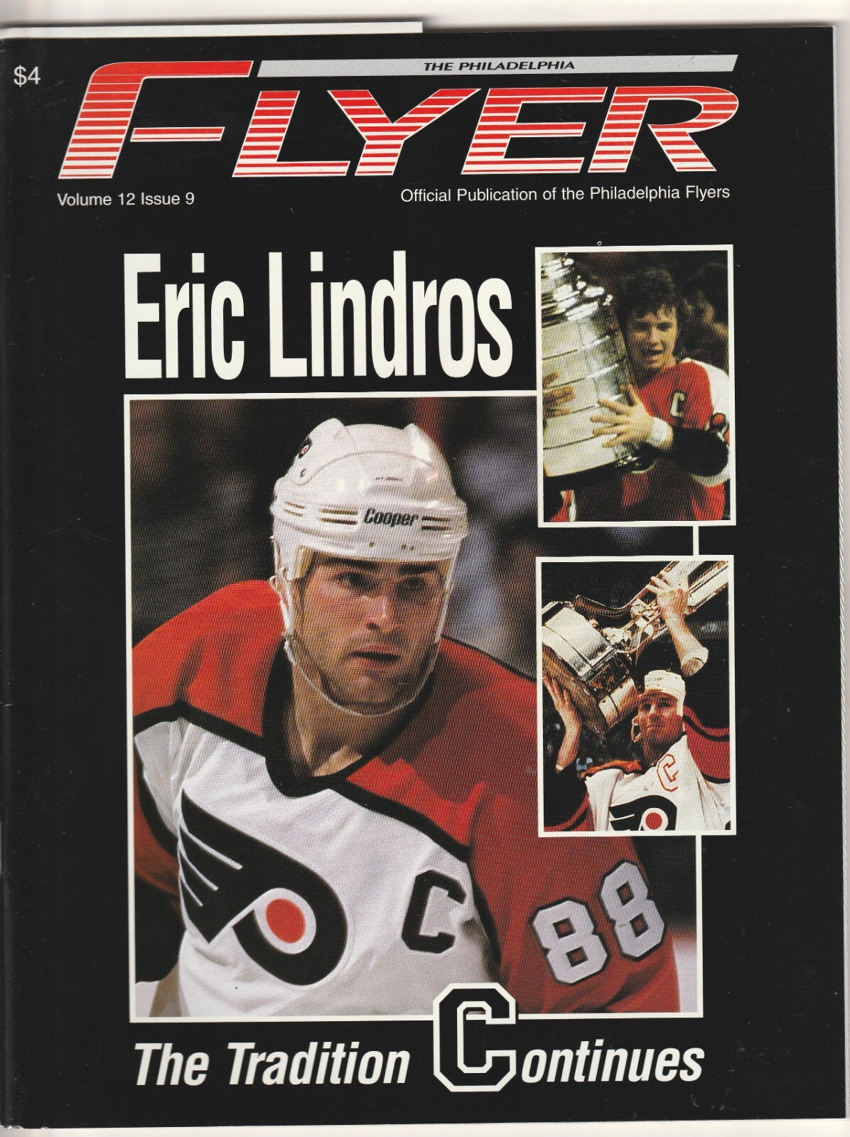 April 11, 1996 Flyers vs Canadiens Hockey Program--Thanks w/Bobby Clarke Inserts