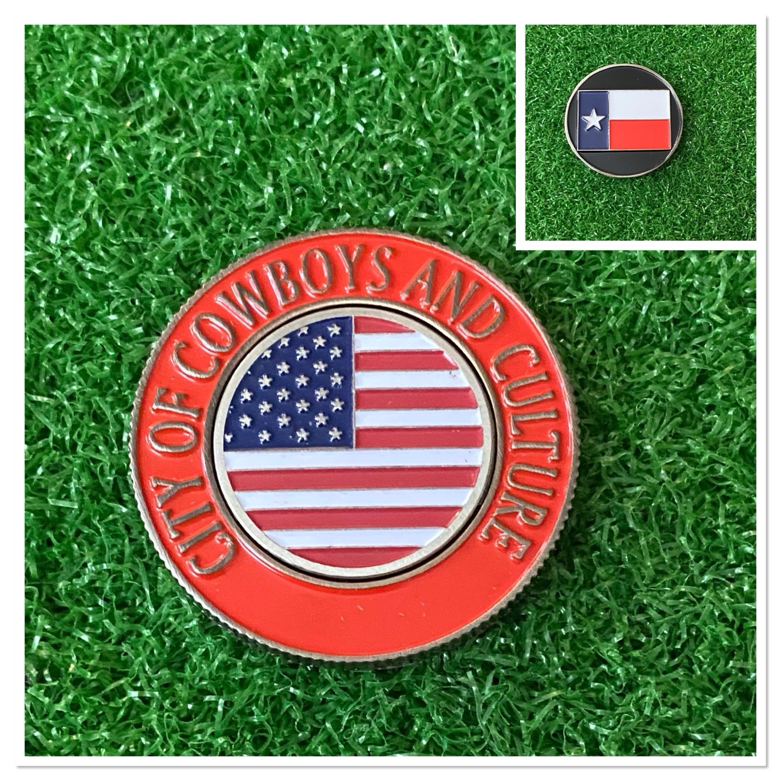 USA Flag 1” Marker City Of Cowboys And Culture Magnetic Pocket Coin