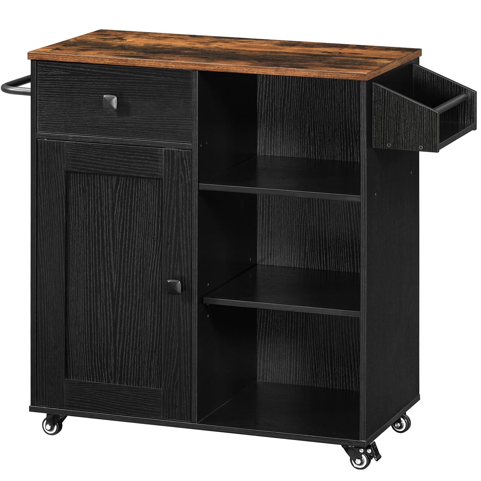 Kitchen Island, Storage Cabinet with Drawer, Kitchen Cart with Spice and Towe...