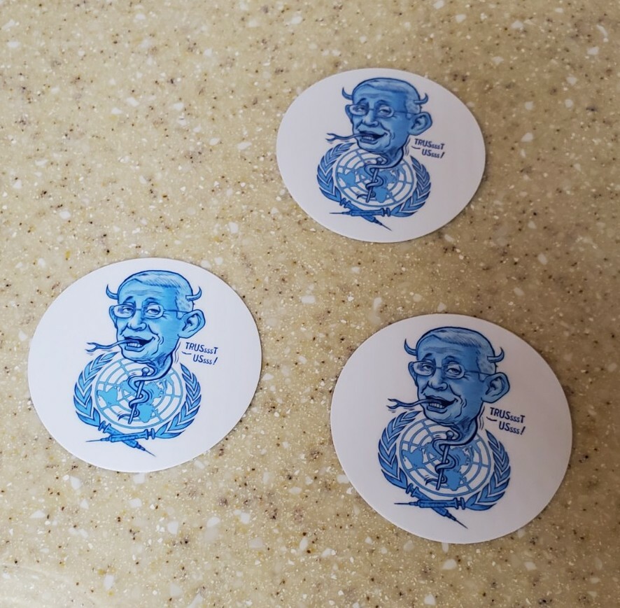 Dr. Fauci Stickers Lot Of Three 3 Vaccine Salesman 💉 3 inch Round DECALS