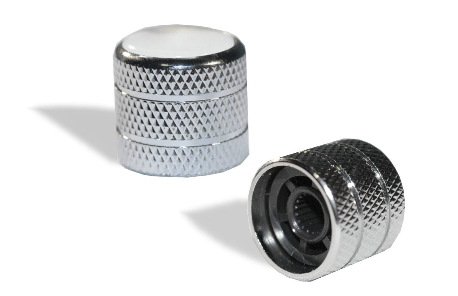 Knob Push on 6mm Chrome with White Cap Set of 2 Bitterroot 0811270CHWP-2P