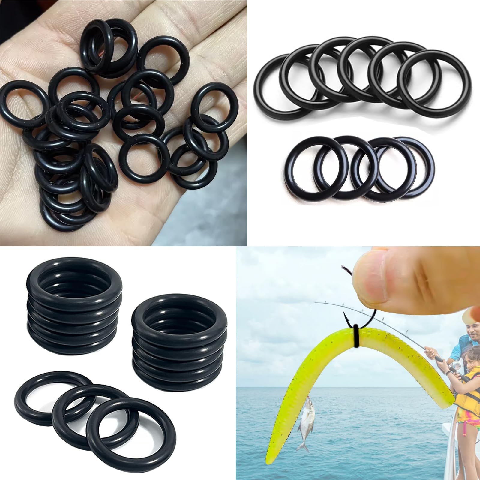 Wacky Rigging Worm Tool O-Rings 200pcs for Fishing Bait Rig Soft 10mm, Black