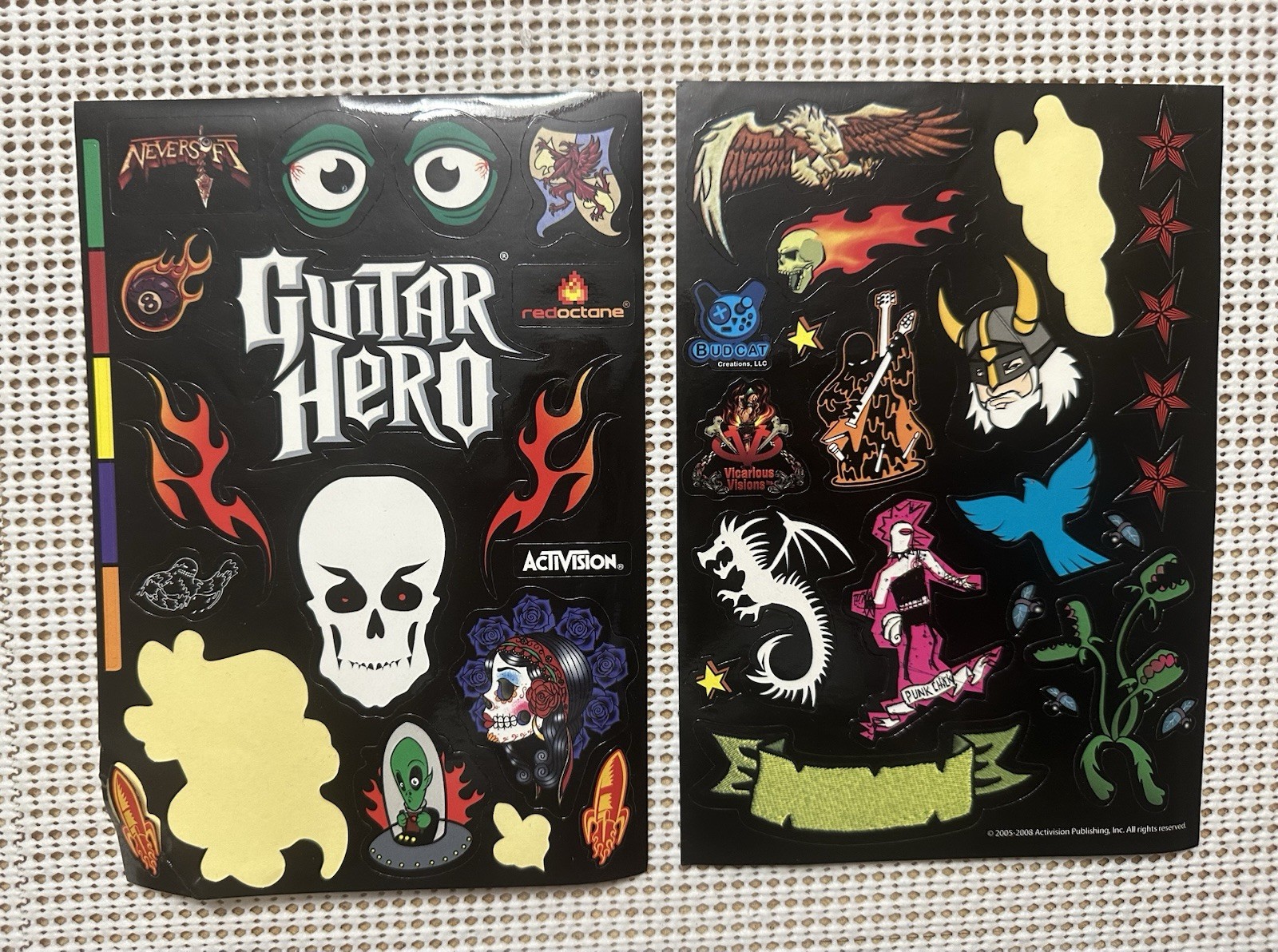 Activision Guitar Hero Stickers 2005-08 Missing A Couple