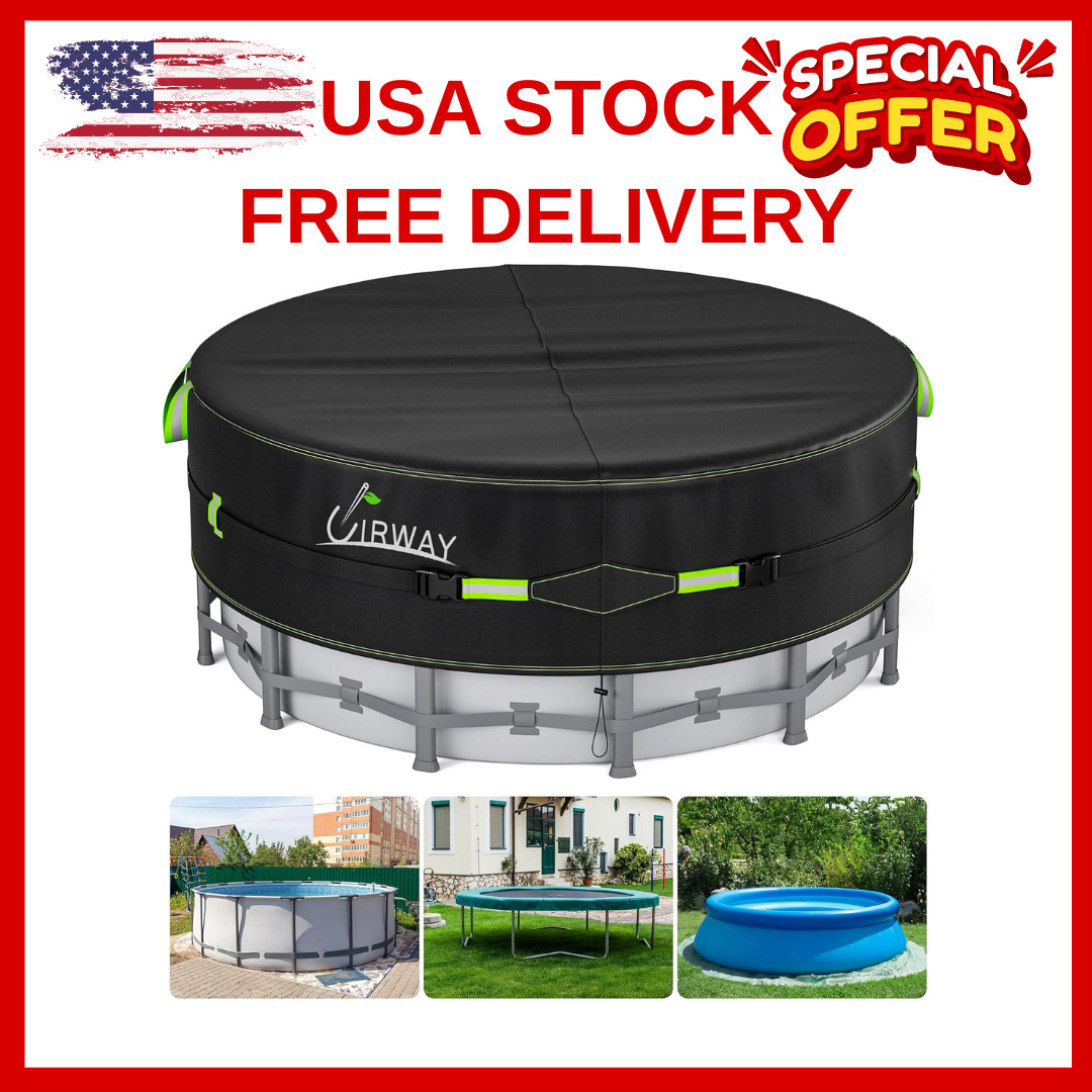 18 Ft round Pool Cover with Reflective Strips, Swimming Pool Cover for above Gro