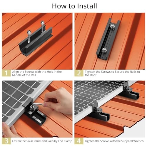 Solar Panel Mounting Kit for Single Panel, 4 Pcs 4.72in Mounting Rail & End
