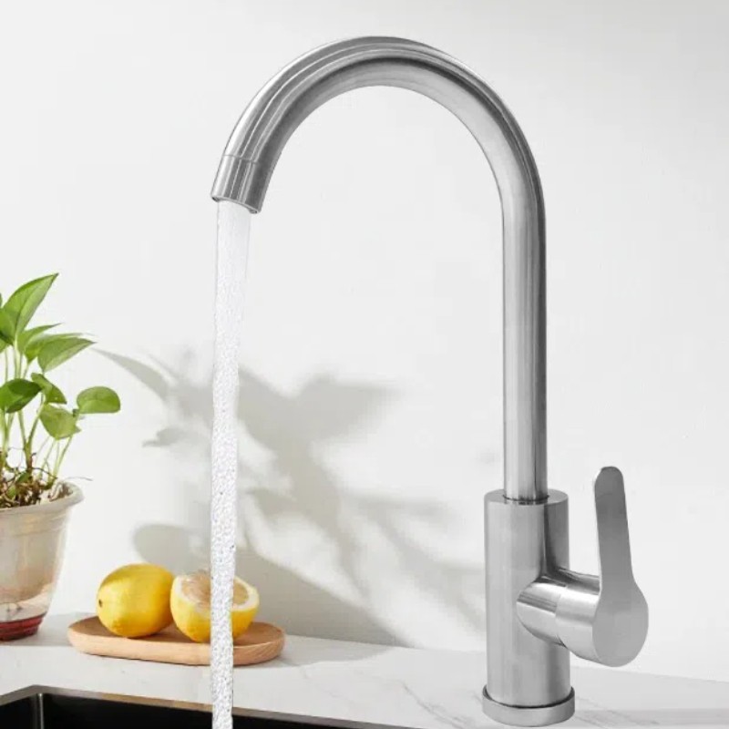 Black/Chrome/Nickel Kitchen ABS / Stainless Swivel Single Handle Sink Mixer Tap