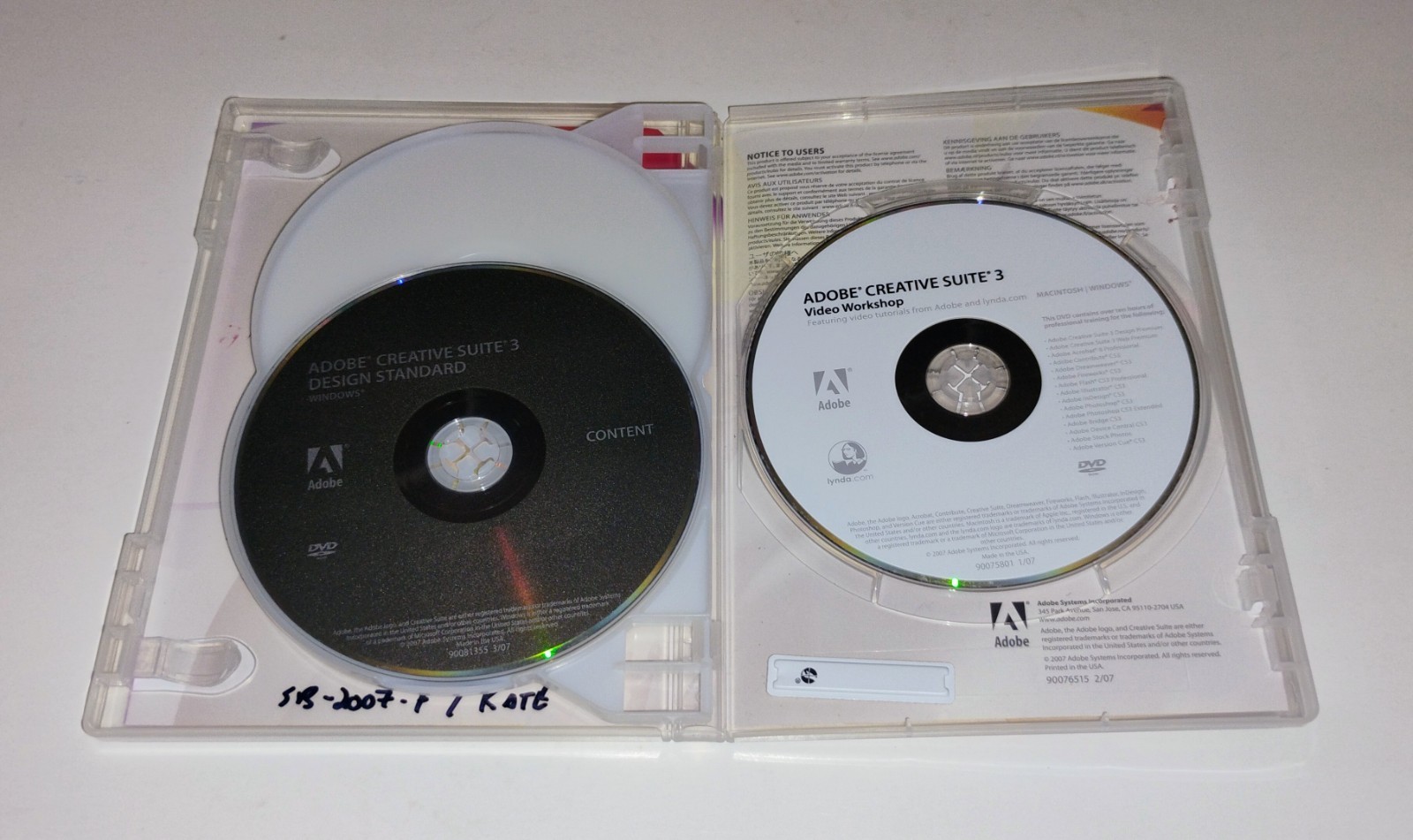 Adobe Creative Suite III 3 Design Standard Software Windows MAC 3-Disc DVD, 2007