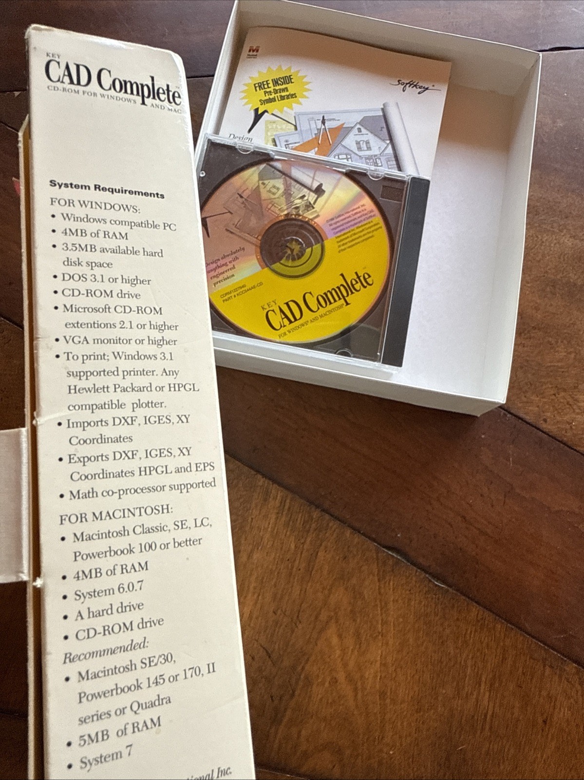 Key CAD Complete CD-Rom Software by SoftKey for Windows 95/3.1 & MAC 1994 Sealed