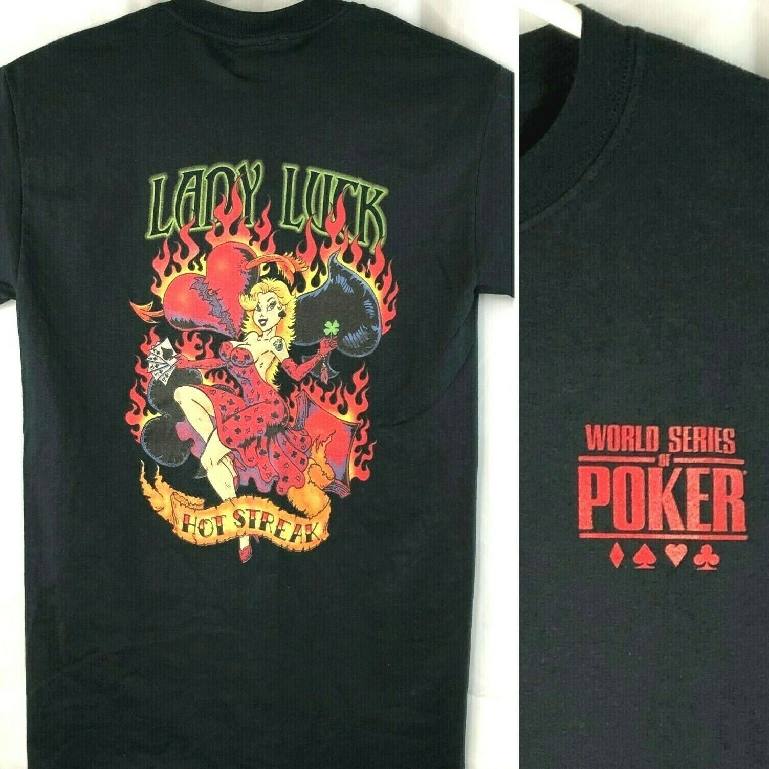 World Series of Poker Lady Luck Mens T-Shirt size Small Hot Streak Gambling