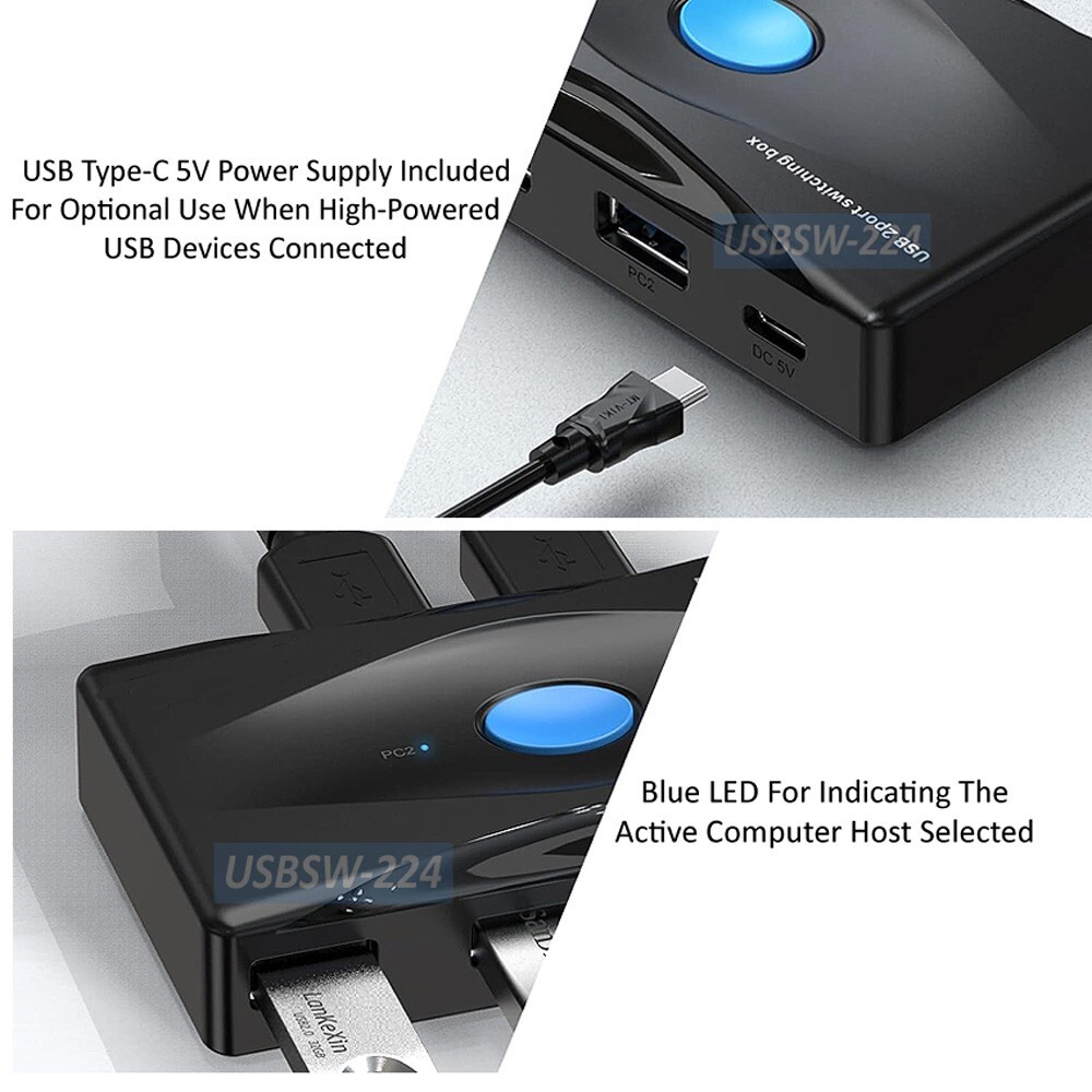Premium USB 2.0 Switch For 4 USB Device Sharing By 2 Computer