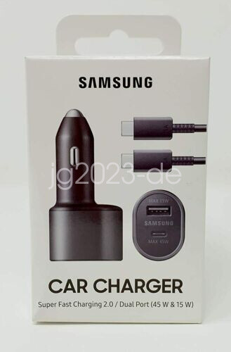 Original Samsung 45W Super Fast Charging Car Charger Adapter USB-C PD Cable