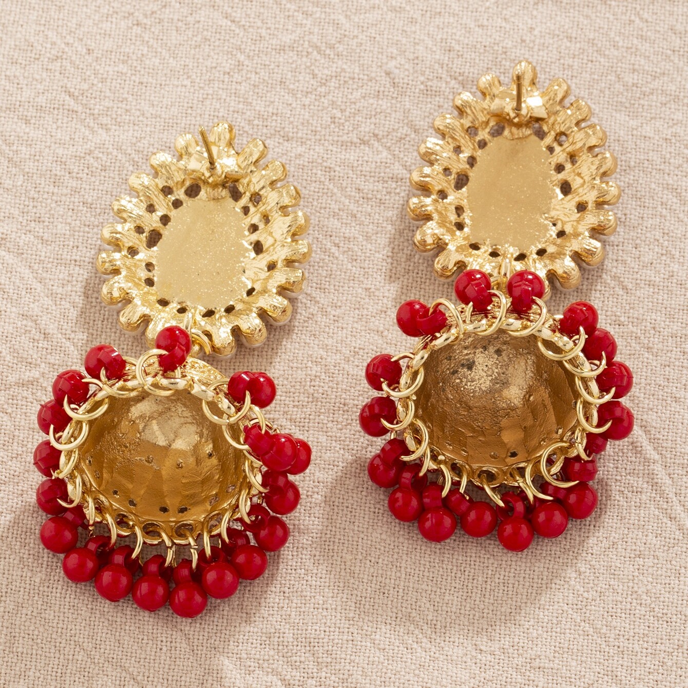 Bohemian Ethnic Bell Antique Gold/Tibetan Silver Dangle Tassels Stud Earrings