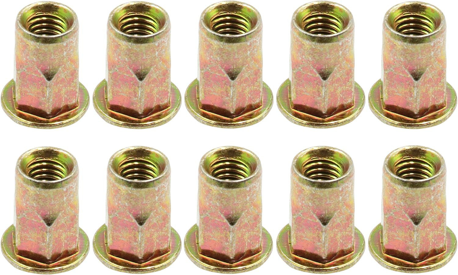 LBY 60Pcs Carbon Steel Rivet Nuts, M6 Thread Insert Nutsert (Half-Hexagonal) Riv