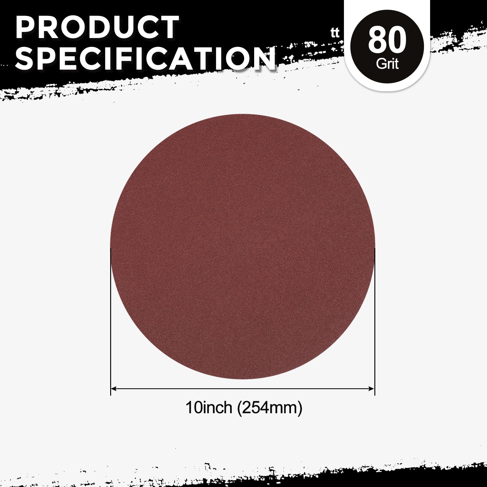 3 Pcs Sanding Disc 10 Inch 80 Grit Hook and Loop Random Orbital Sandpaper, Red