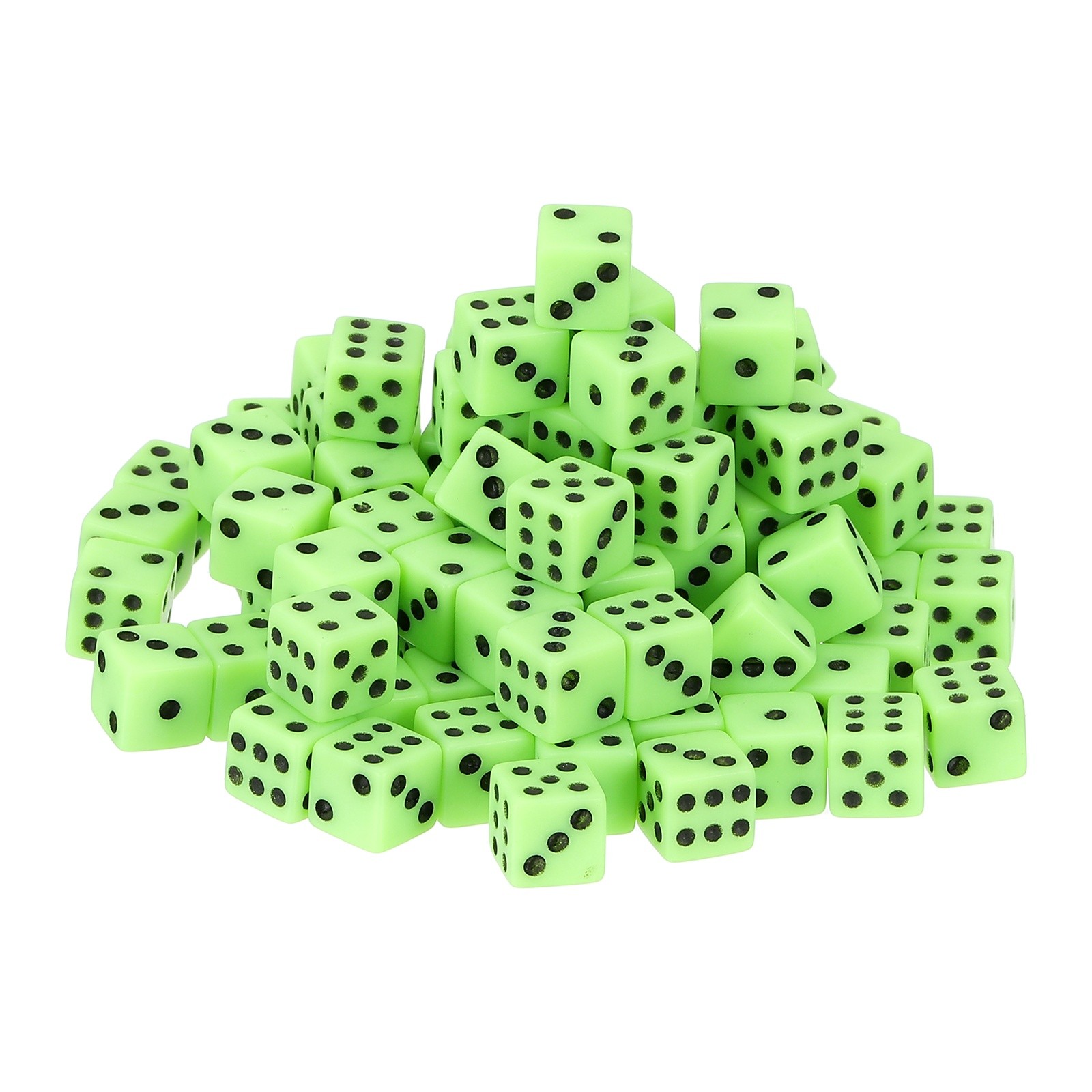 100Pcs Mini Dice, 8mm/0.31" Acrylic Game Dot Square Dice, Green/Black