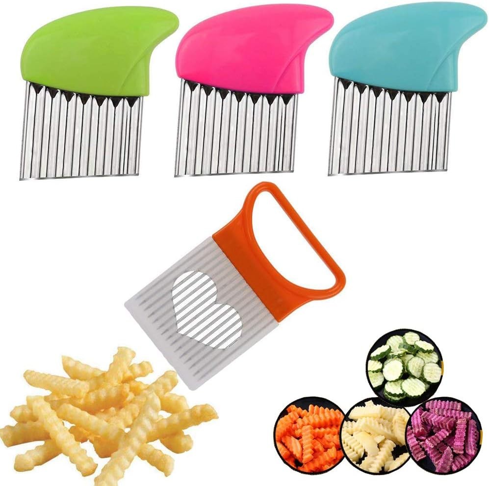 Crinkle Cut Knife set, 1 Fork Slicing Helper 3 Stainl Steel Crinkle