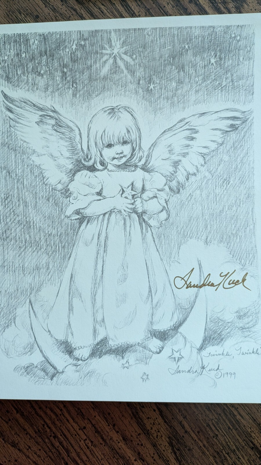 Sandra Kuck pencil sketch "Twinkle, Twinkle", 8 1/2 x 11, 1999, signed by artist