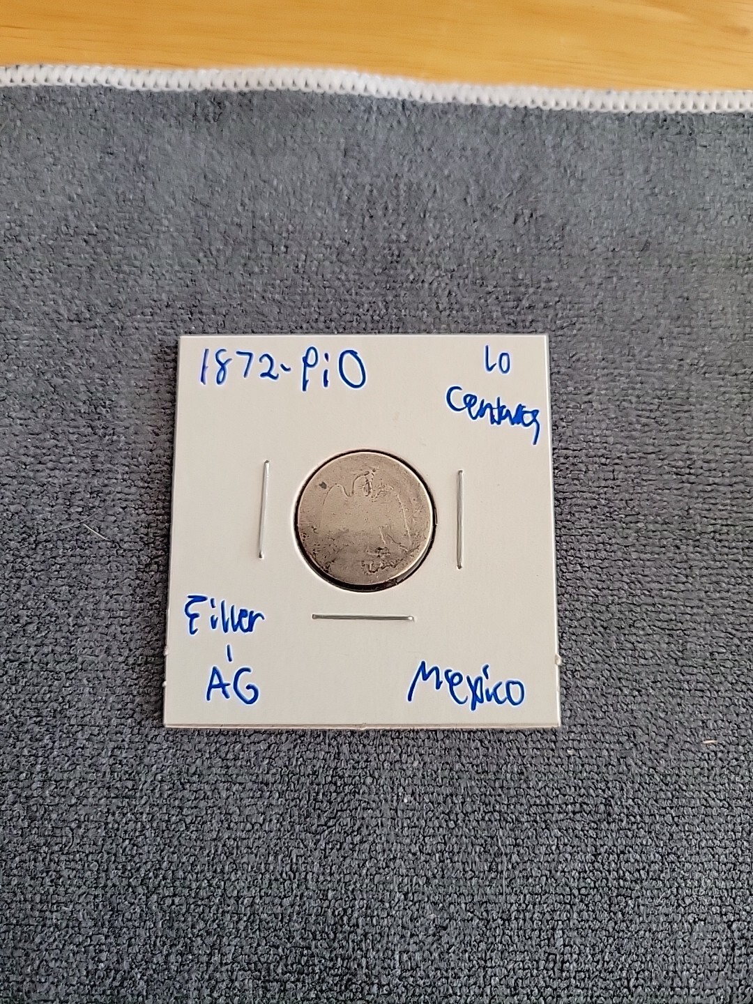 1872-Pi O Mexico 10 Centavos, Filler - AG Condition! Key Date! 16k Mint!