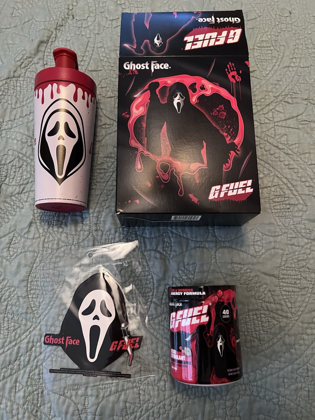 G Fuel Scream Ghost Face Stab Stimulant 2.0 Collector's Box Tub Metal Shaker Cup