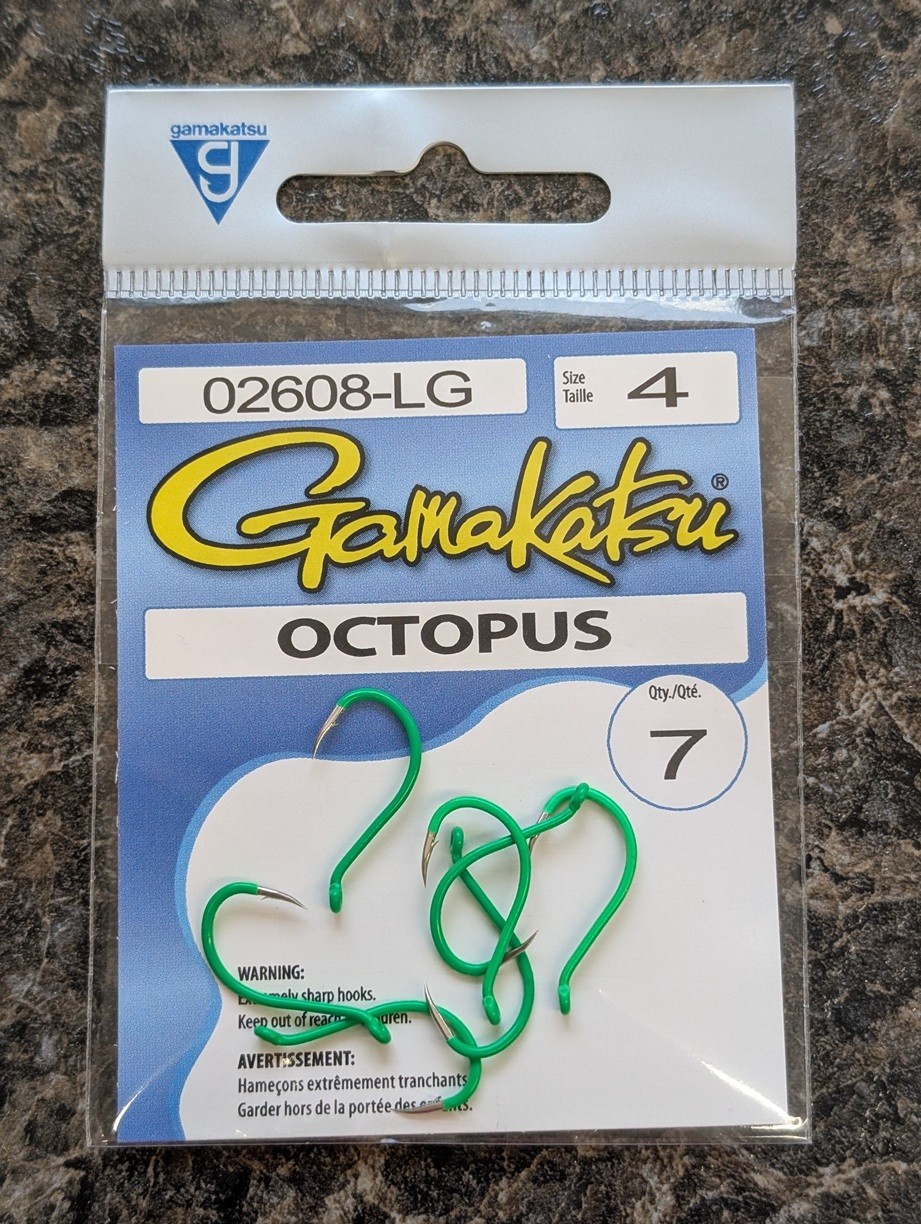 Gamakatsu 02608-LG Octopus Hooks - Lime Green - Size 4 - Bait Hooks