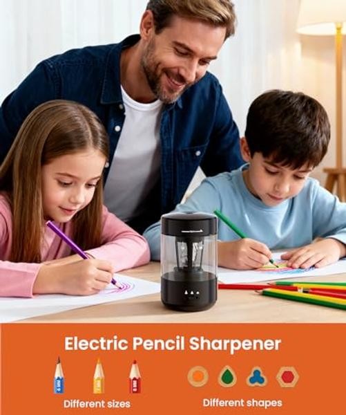 Electric Pencil Sharpener for Classroom, Fully Automatic Pencil Sharpener Black