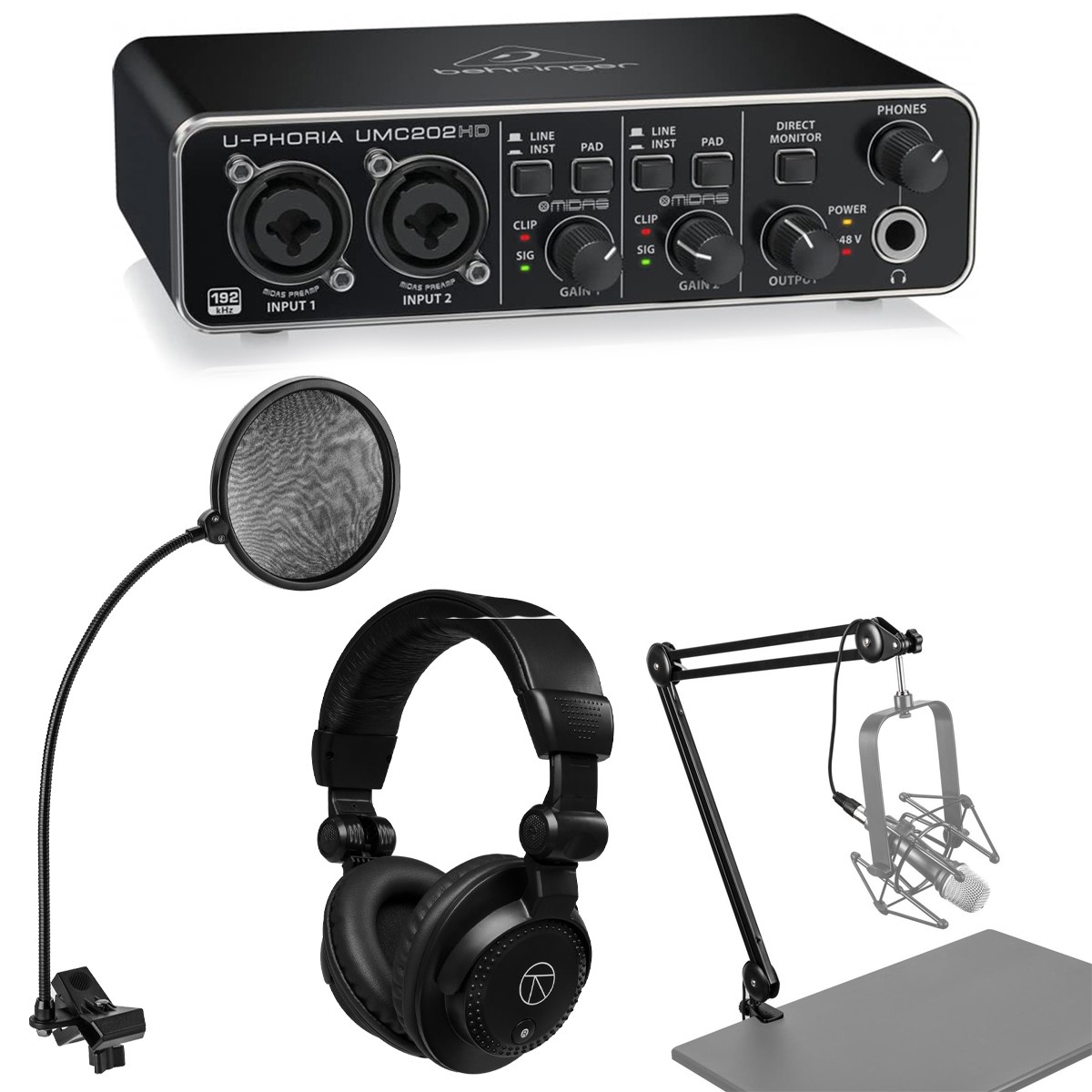 Behringer Behringer U-Phoria UMC202HD USB Audio Interface, Bundle with, Broadcas