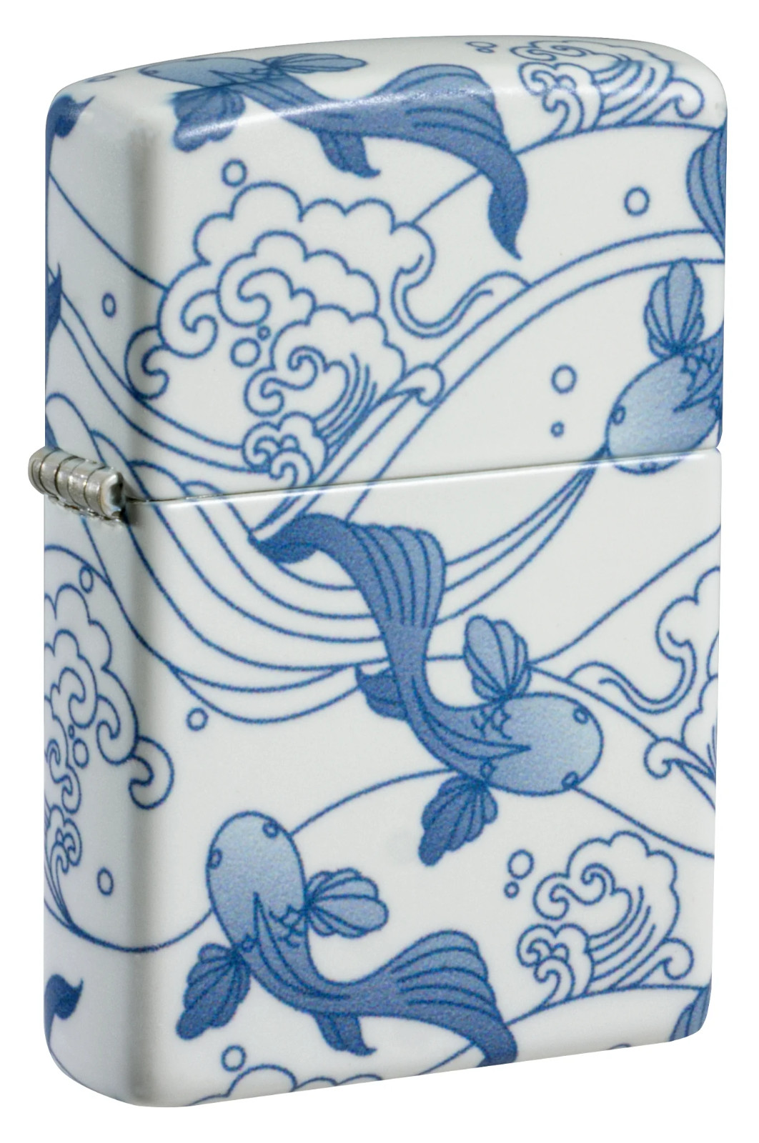 Zippo Windproof Blue Koi Fish Lighter, Chinese Porcelain, 46948, New In Box