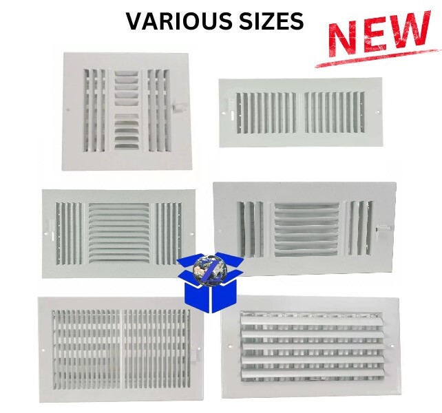 AIR REGISTER VENT COVER GRILLE AC x Duct Size Wall Sidewall Ceiling Steel White