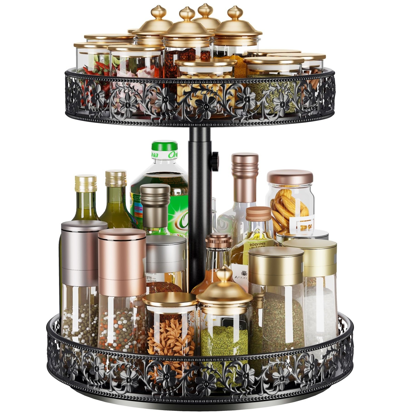 Two Tier Lazy Susan Organizer Turntable Height Adjustable 2 Tier Lazy Susan 12 I