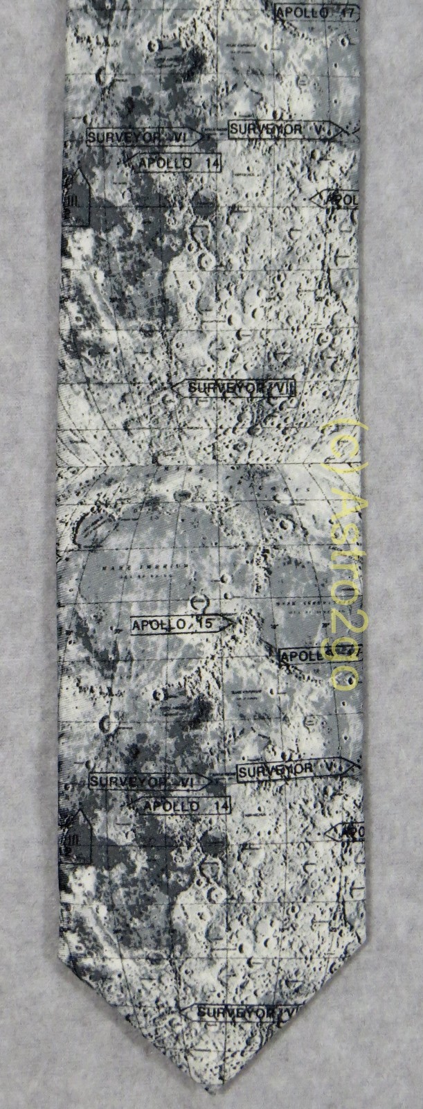 MOON LANDING MAP--CRATERS APOLLO ASTRONOMY SCIENCE Wild Ties Microfiber Necktie