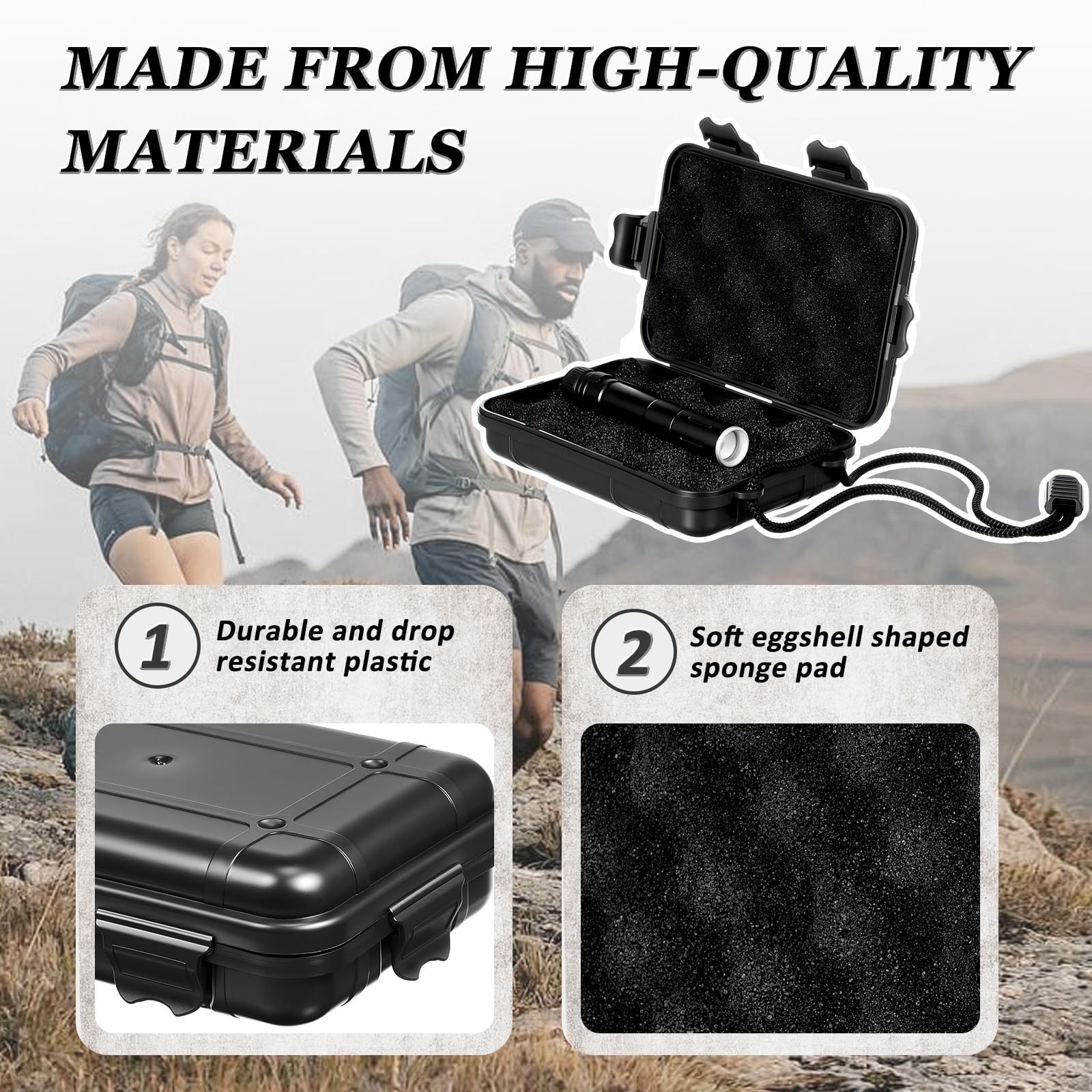Relaxweex Waterproof Storage Box Foam Insert Shockproof Travel Case