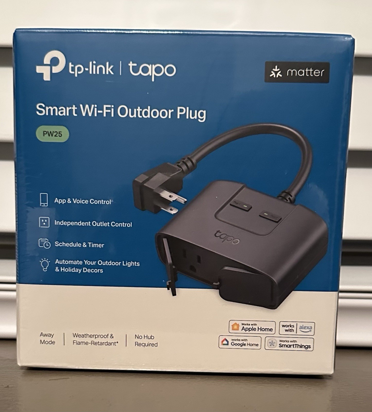 TP-Link Tapo Smart Wi-Fi Weatherproof Dual Outlet Outdoor Plug, Matter Certified